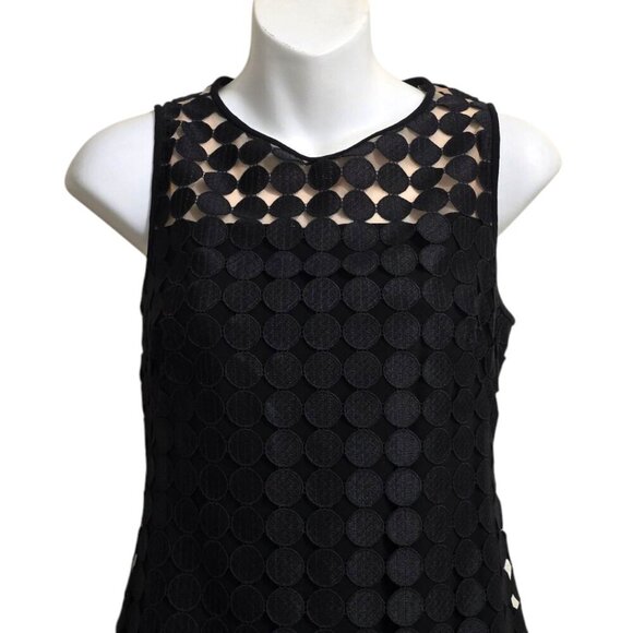 Lauren Ralph Lauren Black Dotted Lace Peek-A-Boo Sleeveless Shift Dress Sz 6 - Picture 2 of 7